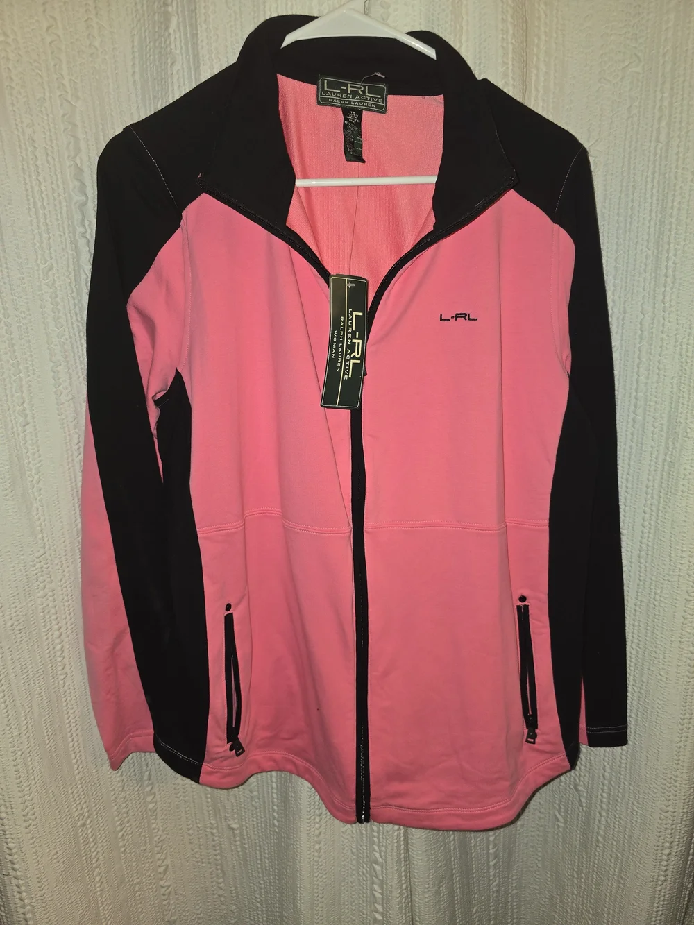 Ralph Lauren 1X Pink and Black Full-Zip Utility Jacket